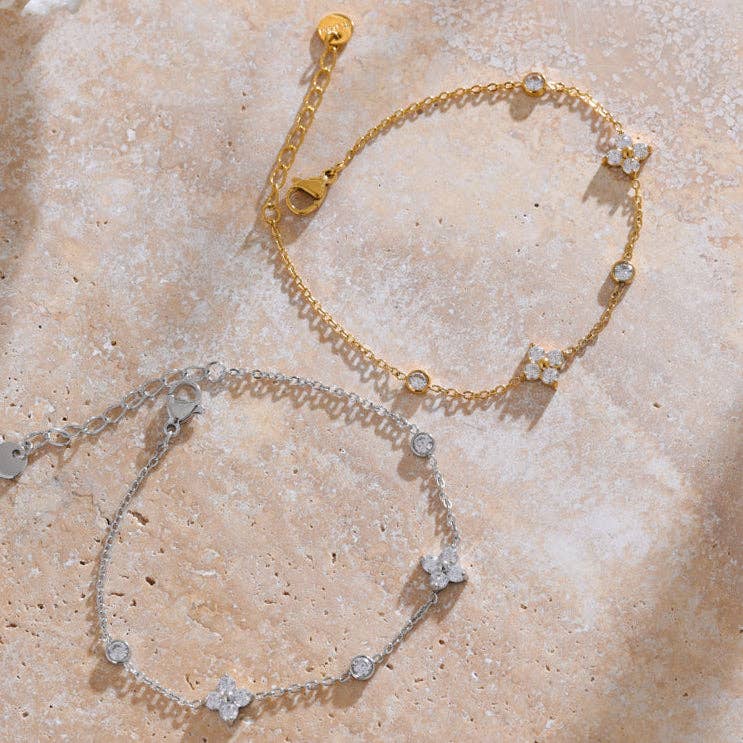 Clover Crystal Bracelet | Gold or Silver Lucky Charm Jewellery