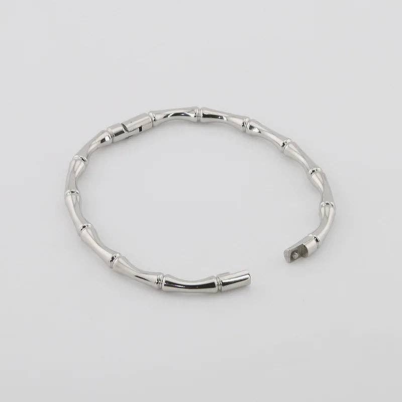 Bamboo Bangle Bracelet | Elegant Gold Plated Open Cuff Bracelet