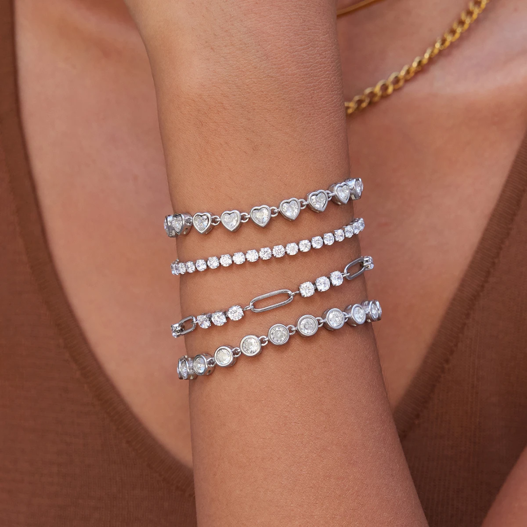 CZ Sparkle Paperlink Bracelet - Gold or Silver