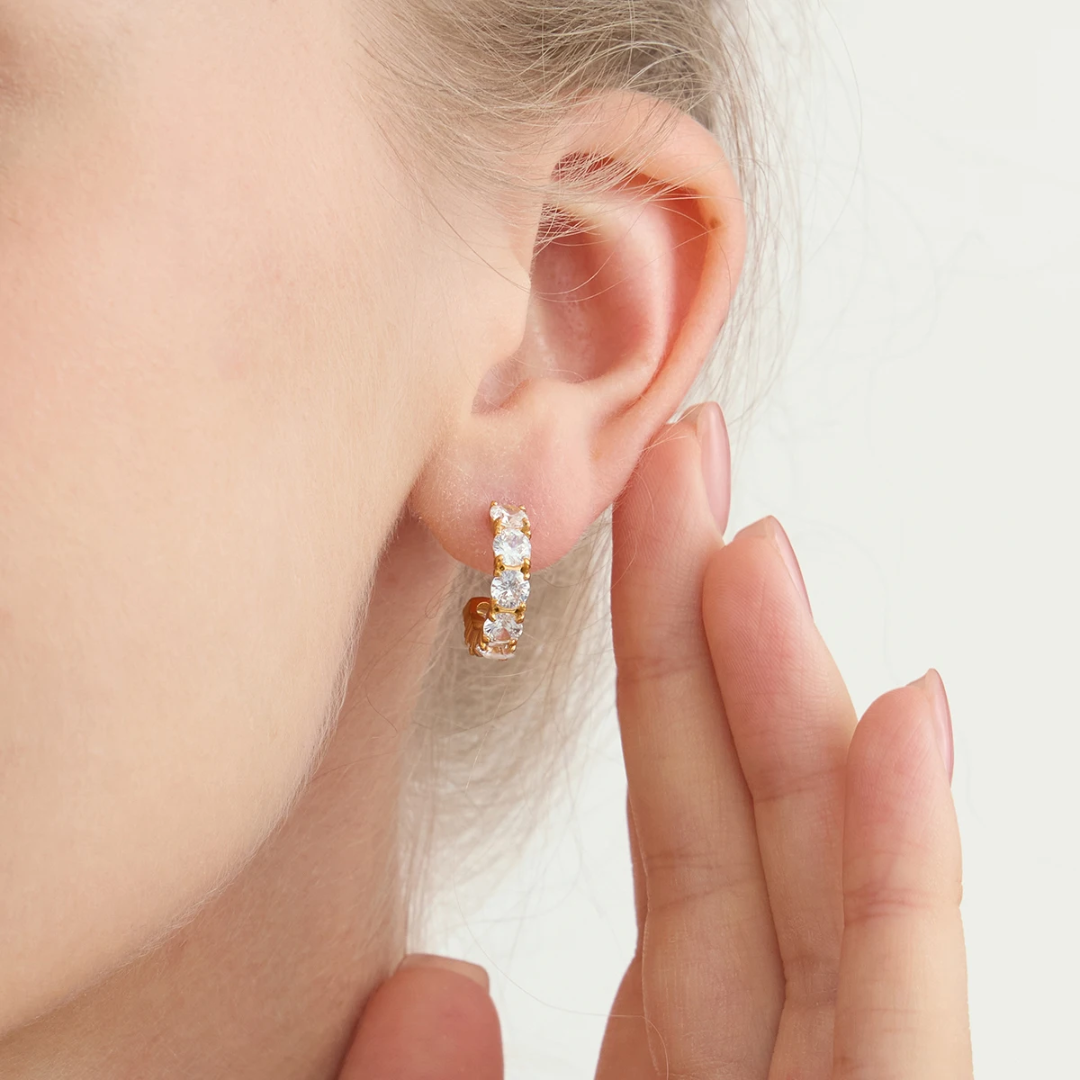 Midi Sparkle Huggie Hoop Earrings