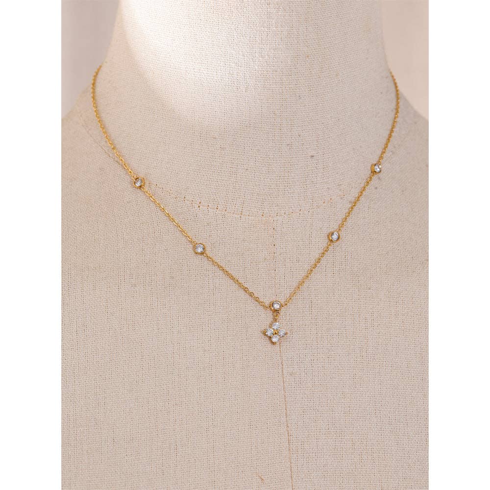 Sparkle Clover Charm Necklace | Crystal Clover Pendant Necklace