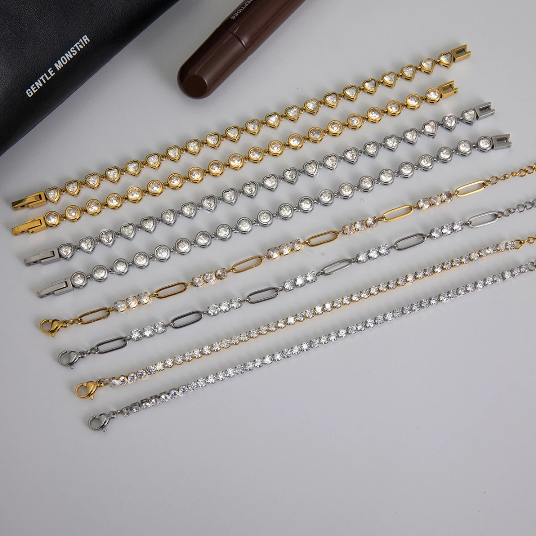 CZ Sparkle Paperlink Bracelet - Gold or Silver