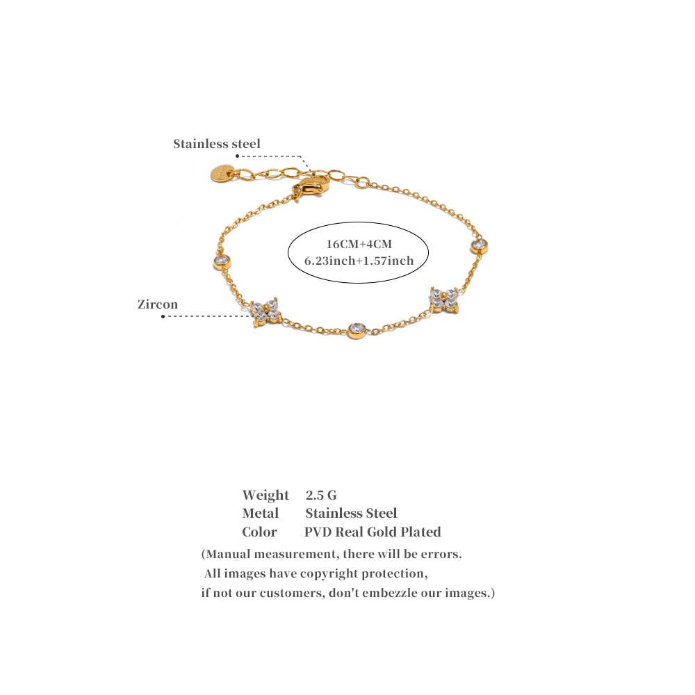 Clover Crystal Bracelet | Gold or Silver Lucky Charm Jewellery