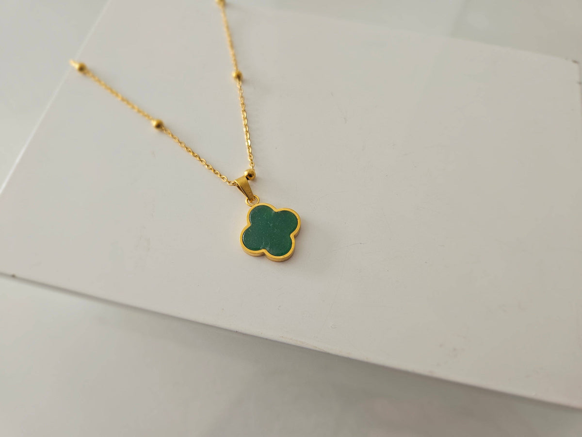 Green Aventurine Clover Jewellery Set - Bracelet, Necklace or Stud Earrings