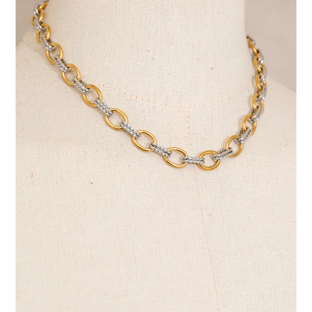 Mixed Metal Chain Link Jewellery Set - Necklace or Bracelet