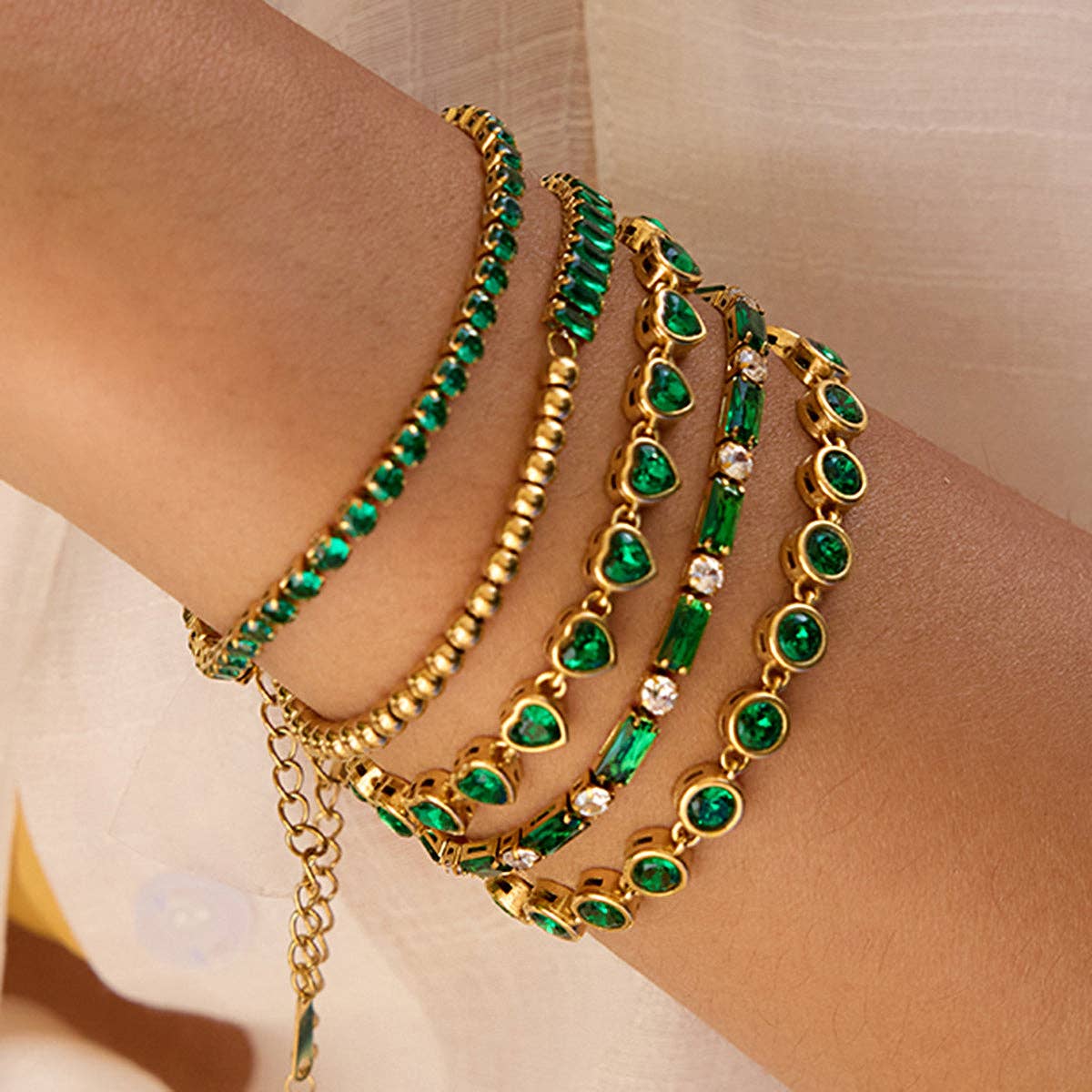 Emerald Sparkle Tennis Bracelet - 3 Styles