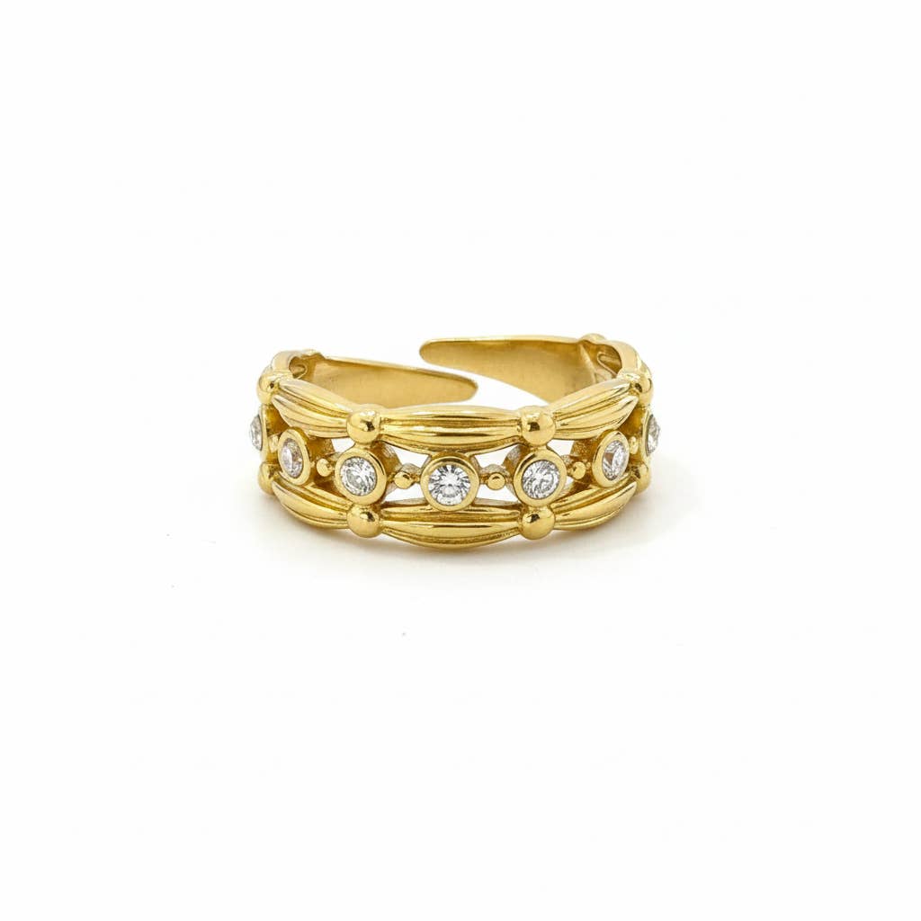 Ronay Stainless Steel Ring w Zirconium Stones