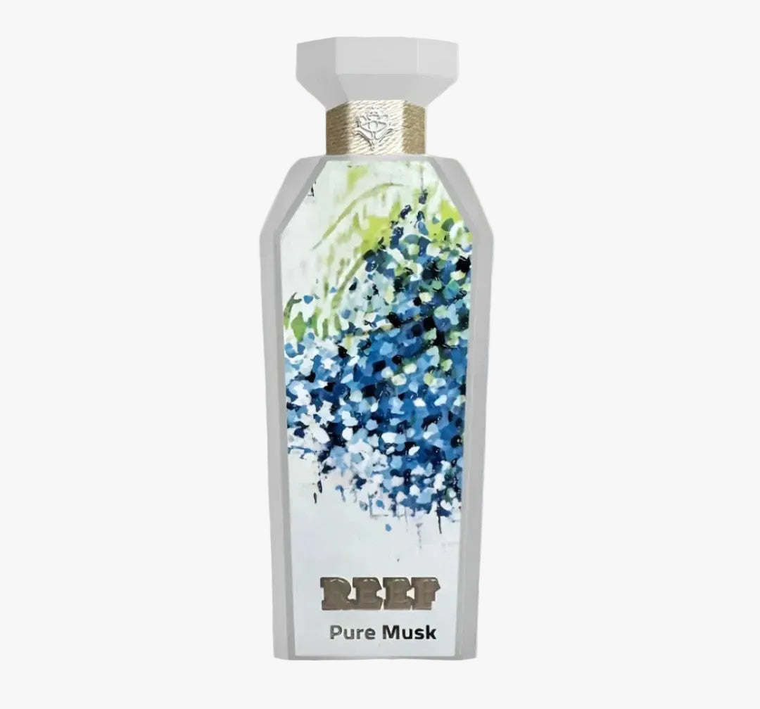 Perfume bottle with floral design on a white background