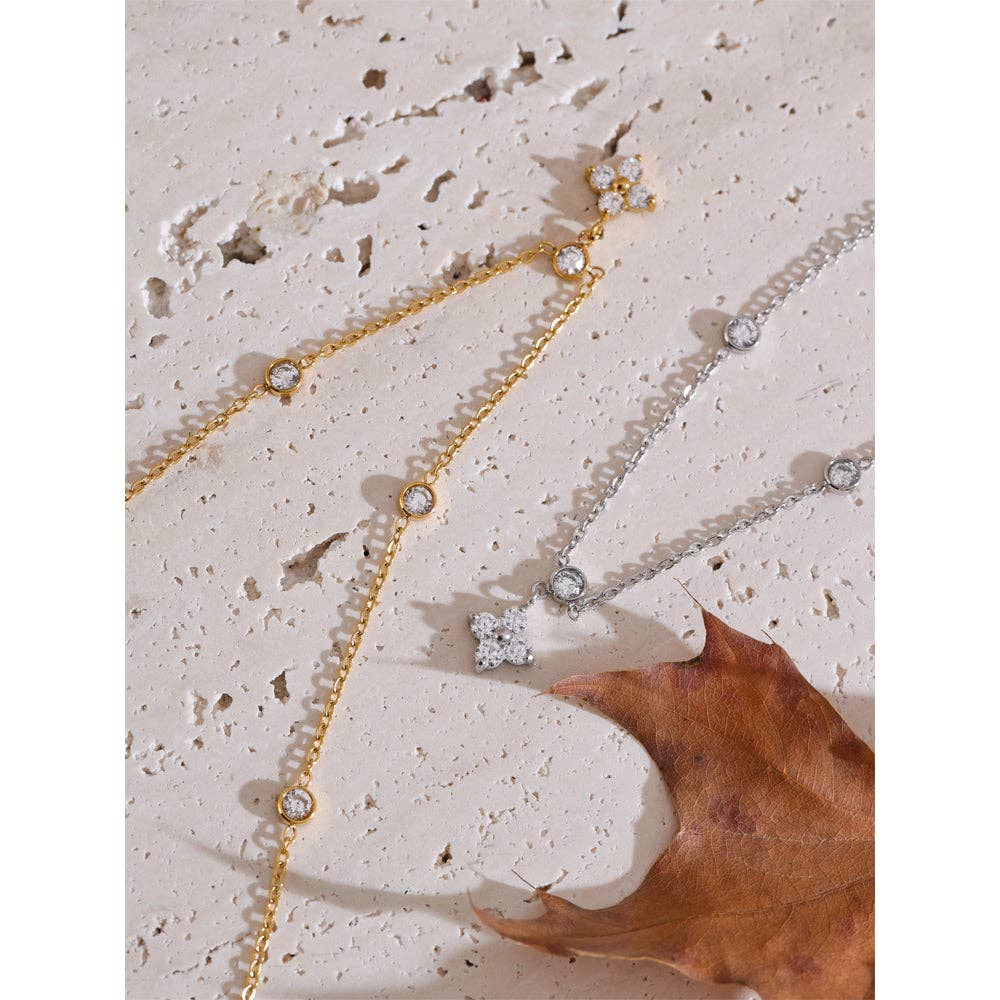 Sparkle Clover Charm Necklace | Crystal Clover Pendant Necklace