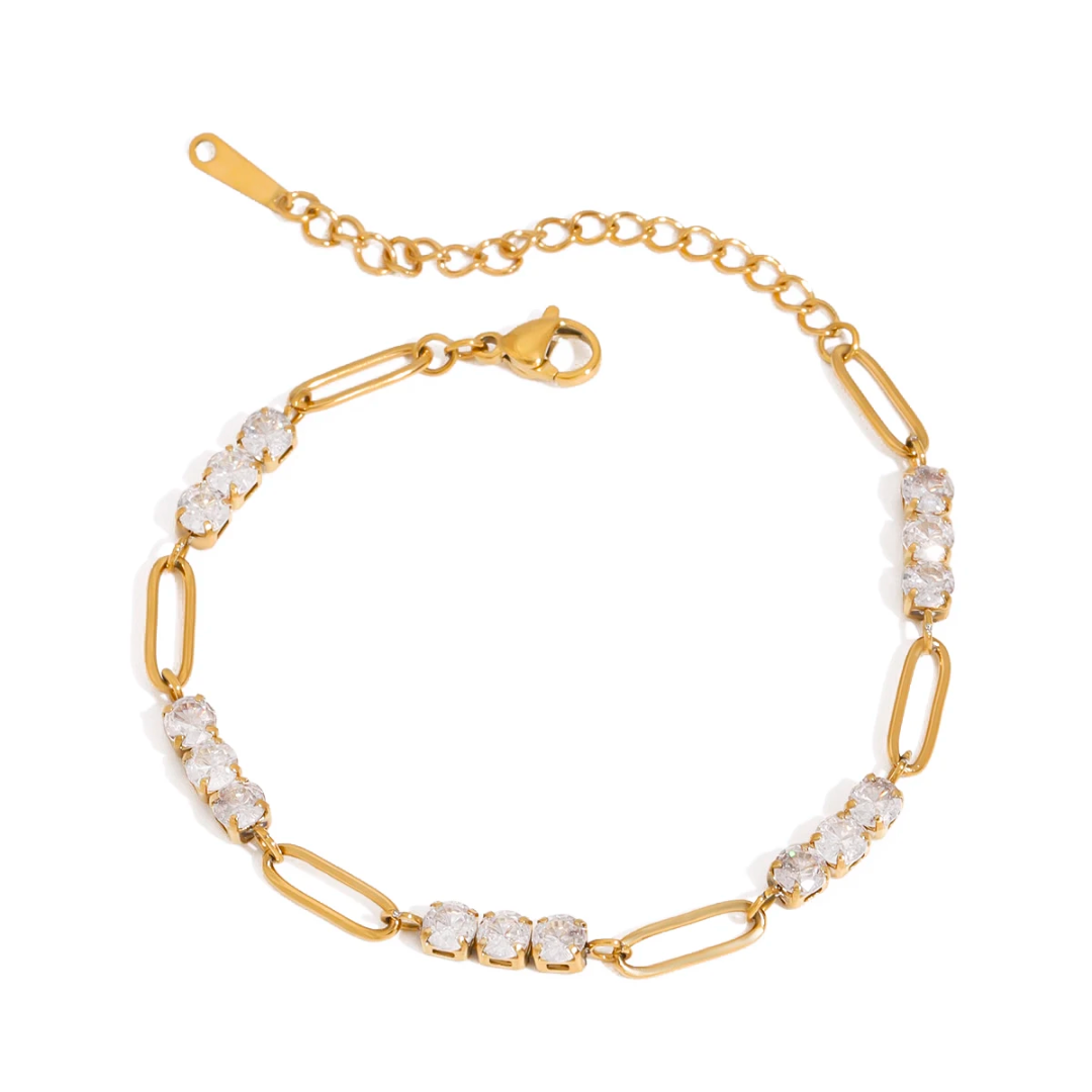 CZ Sparkle Paperlink Bracelet - Gold or Silver