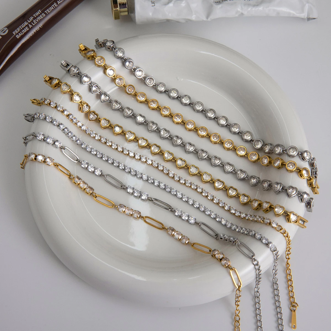 CZ Sparkle Paperlink Bracelet - Gold or Silver