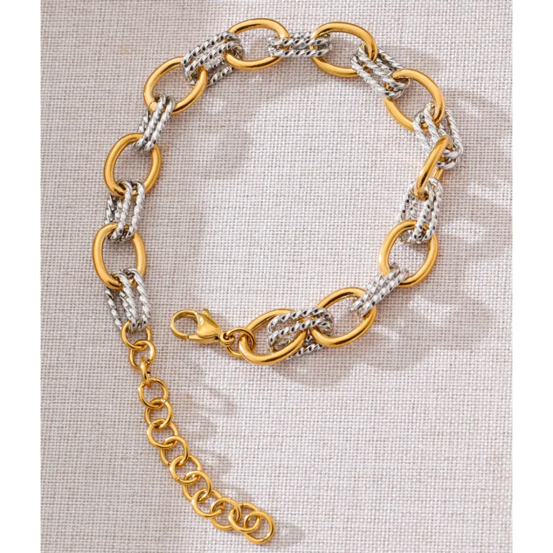 Mixed Metal Chain Link Jewellery Set - Necklace or Bracelet