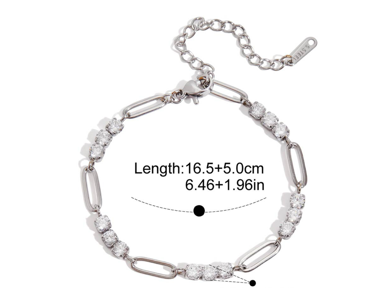 CZ Sparkle Paperlink Bracelet - Gold or Silver