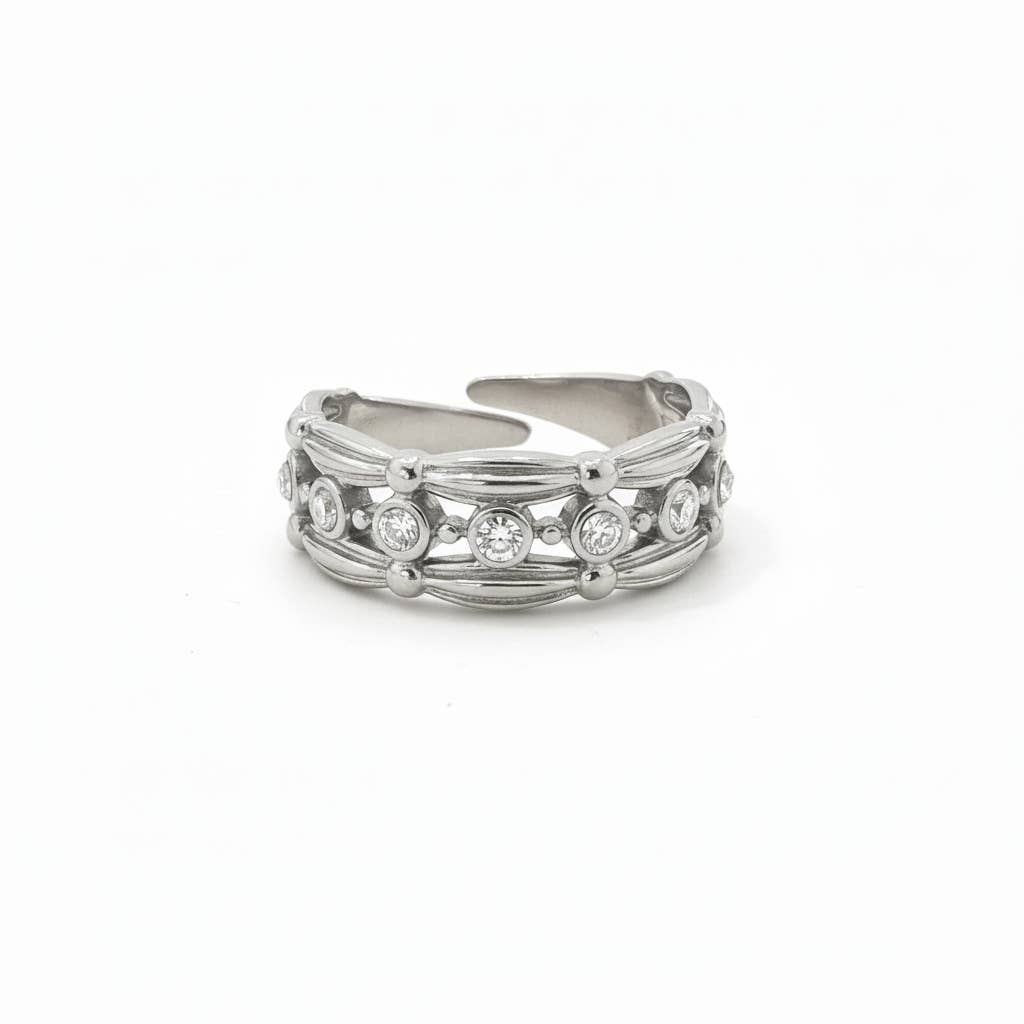 Ronay Stainless Steel Ring w Zirconium Stones