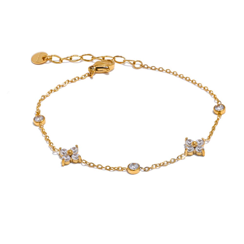 Clover Crystal Bracelet | Gold or Silver Lucky Charm Jewellery