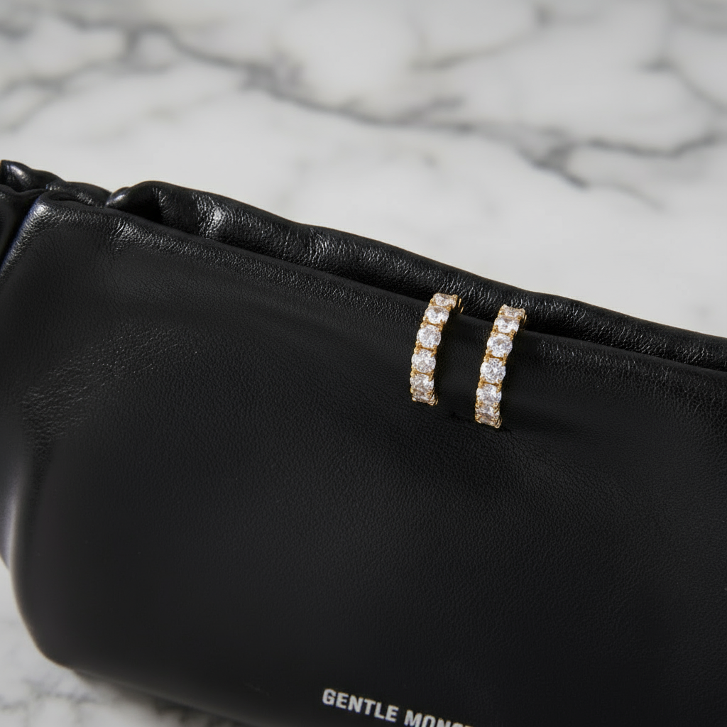 Midi Sparkle Huggie Hoop Earrings