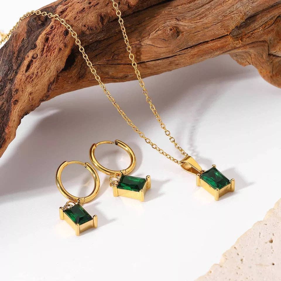 Emerald Rectangle Necklace