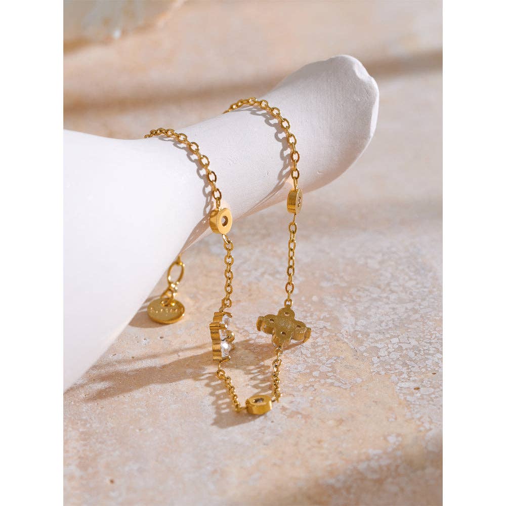 Clover Crystal Bracelet | Gold or Silver Lucky Charm Jewellery