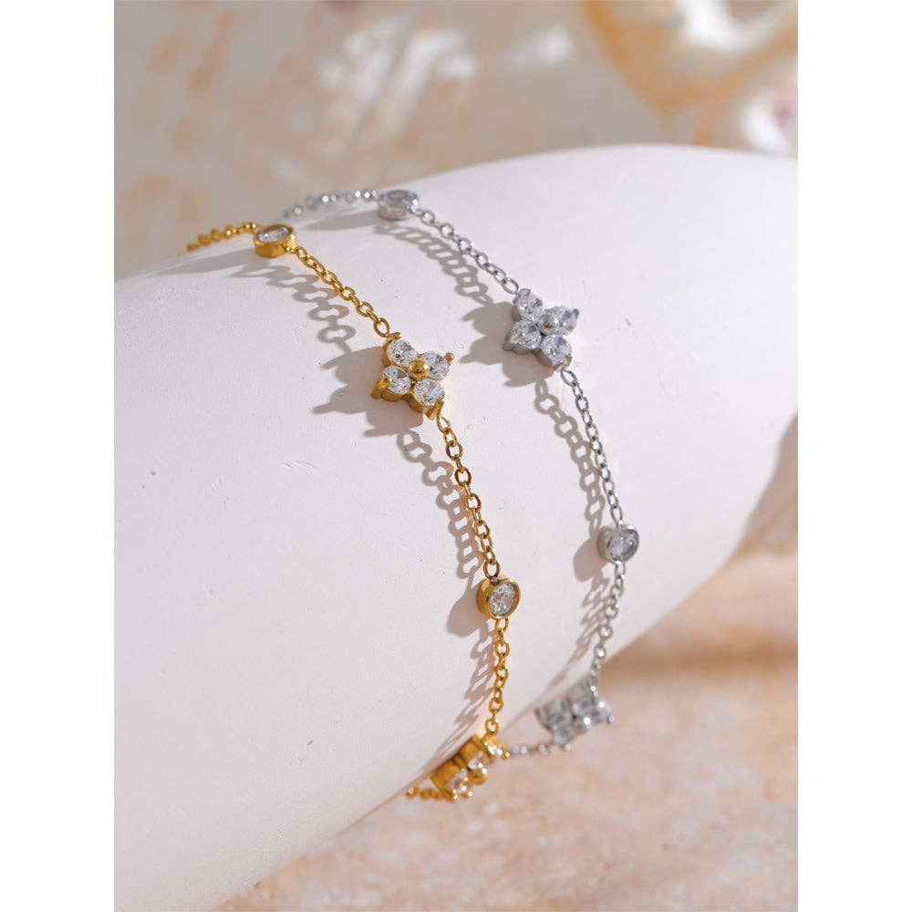 Clover Crystal Bracelet | Gold or Silver Lucky Charm Jewellery