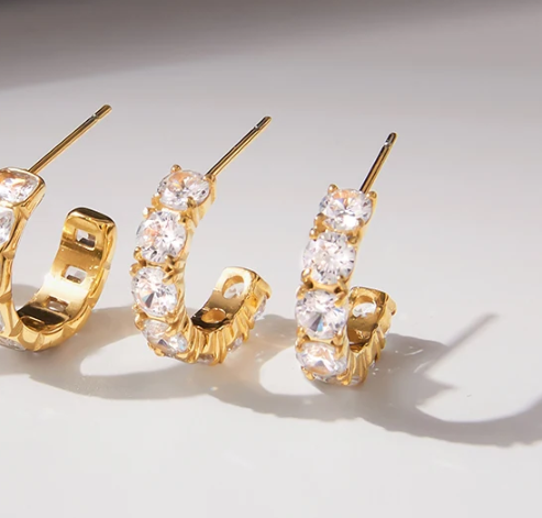 Midi Sparkle Huggie Hoop Earrings