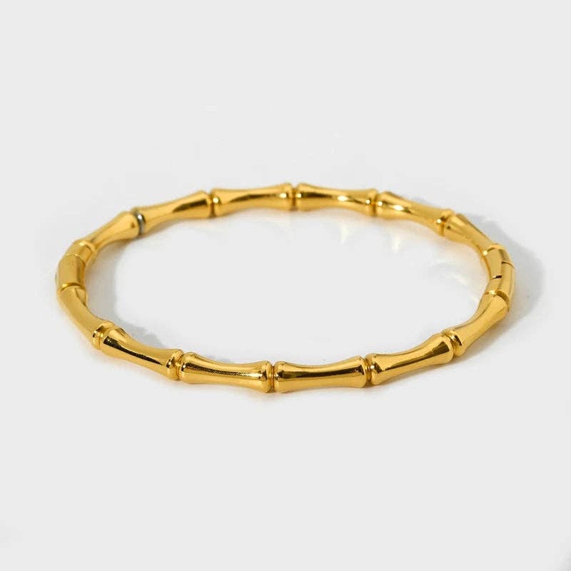 Bamboo Bangle Bracelet | Elegant Gold Plated Open Cuff Bracelet