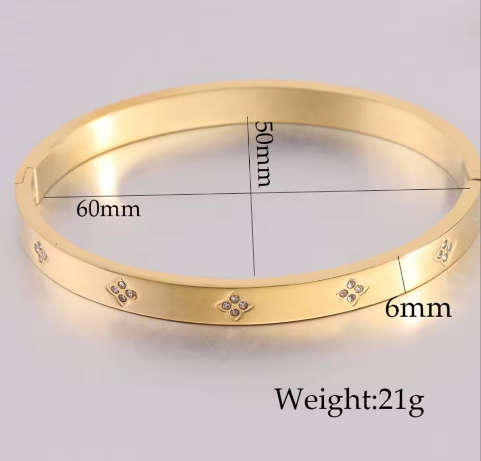 Clover Bracelet Bangle - Gold, Silver or Rose Gold