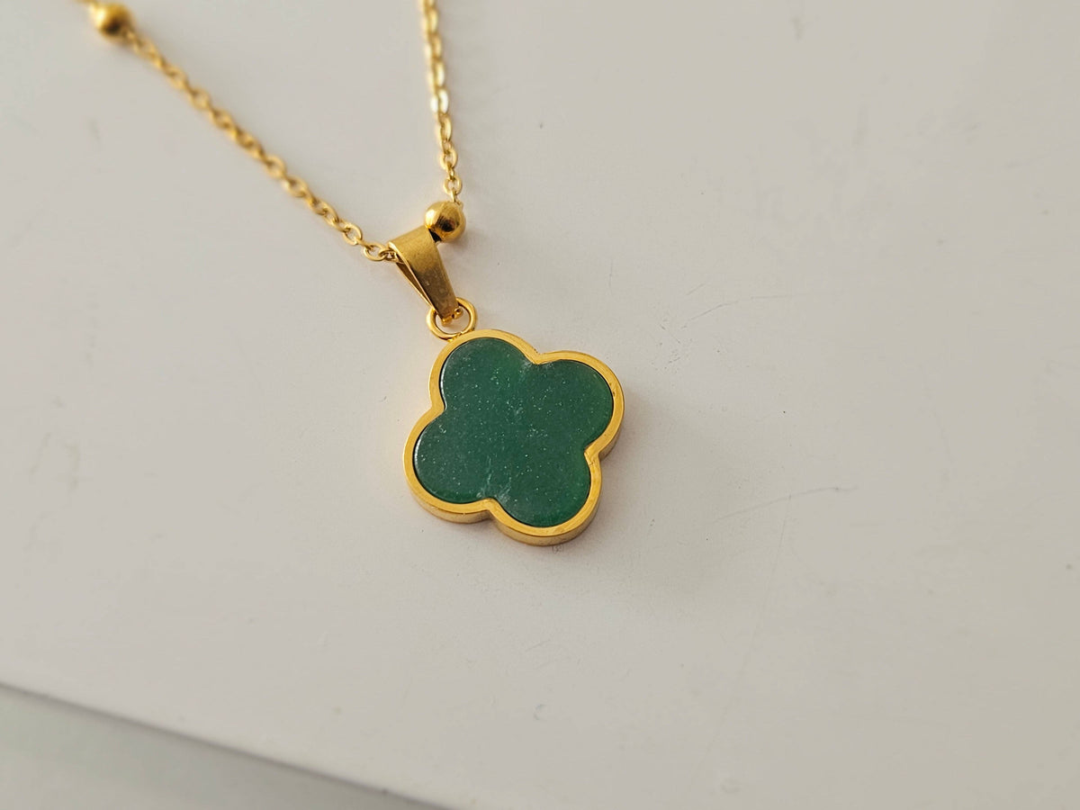 Green Aventurine Clover Jewellery Set - Bracelet, Necklace or Stud Earrings