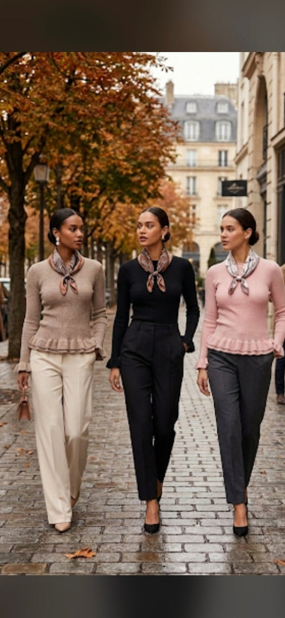 Peplum knit with scarf